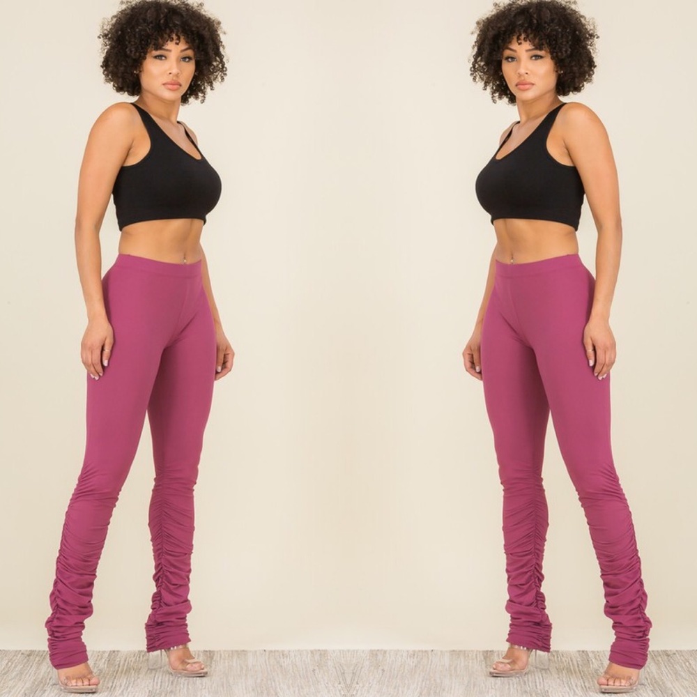 Dani Magenta Plus Size Ruched Pant - Picture 2 of 5